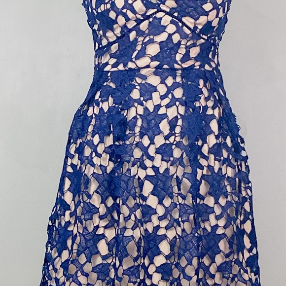 Anthropologie Lace Slip Boho Women's Dress Navy Blue Midi Built In Bra XS - Picture 3 of 13